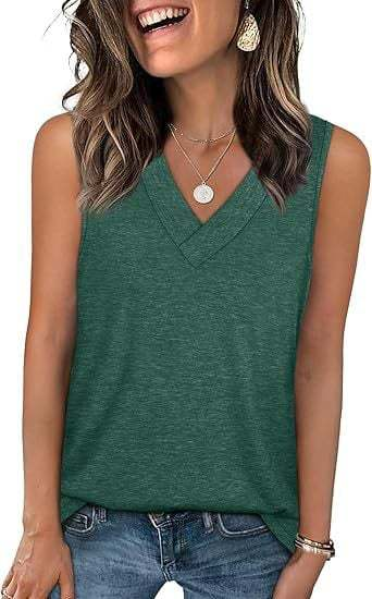 Women’s Lightweight V-Neck Tank Top – Relaxed Fit Sleeveless Casual Top