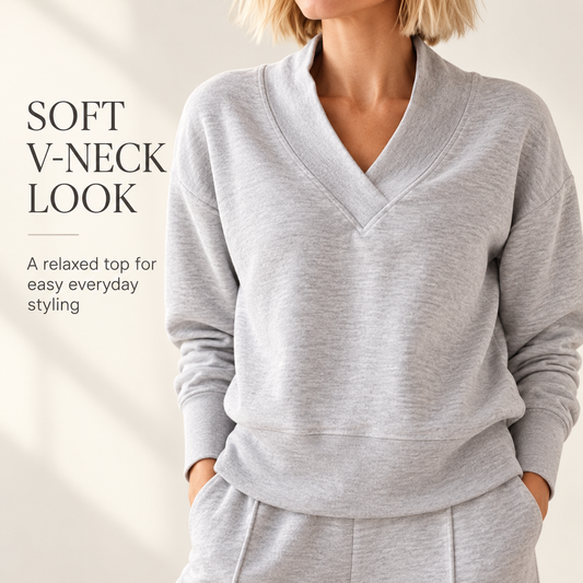 Women's Relaxed Two-Piece Set – Long Sleeve Top & Wide-Leg Pants