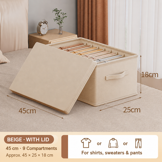 Foldable Multi-Compartment Clothing Organizer with Handle