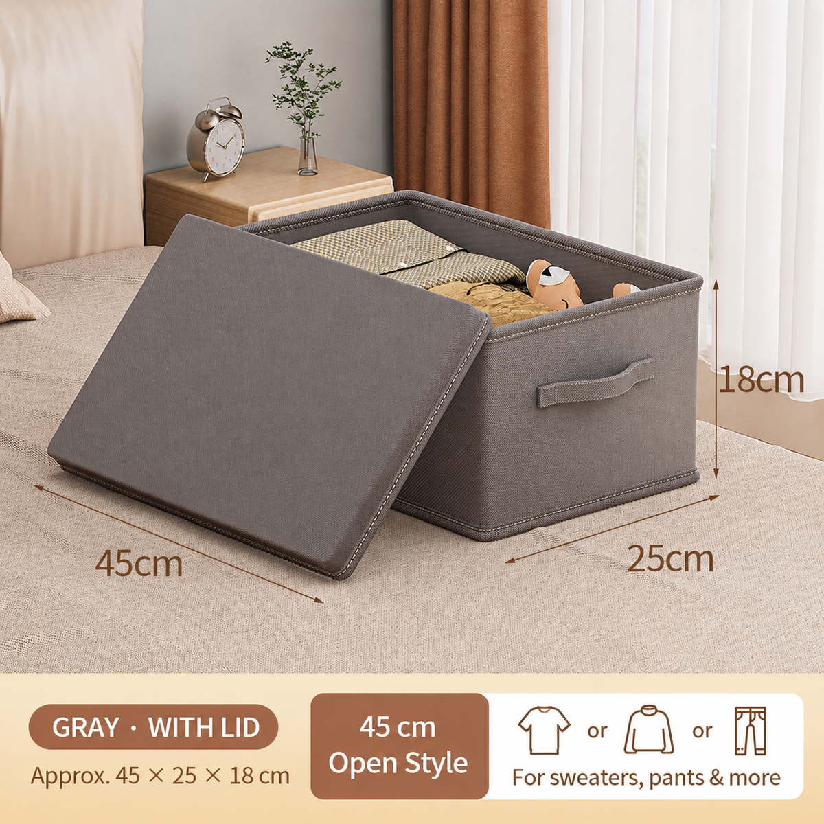 Foldable Multi-Compartment Clothing Organizer with Handle