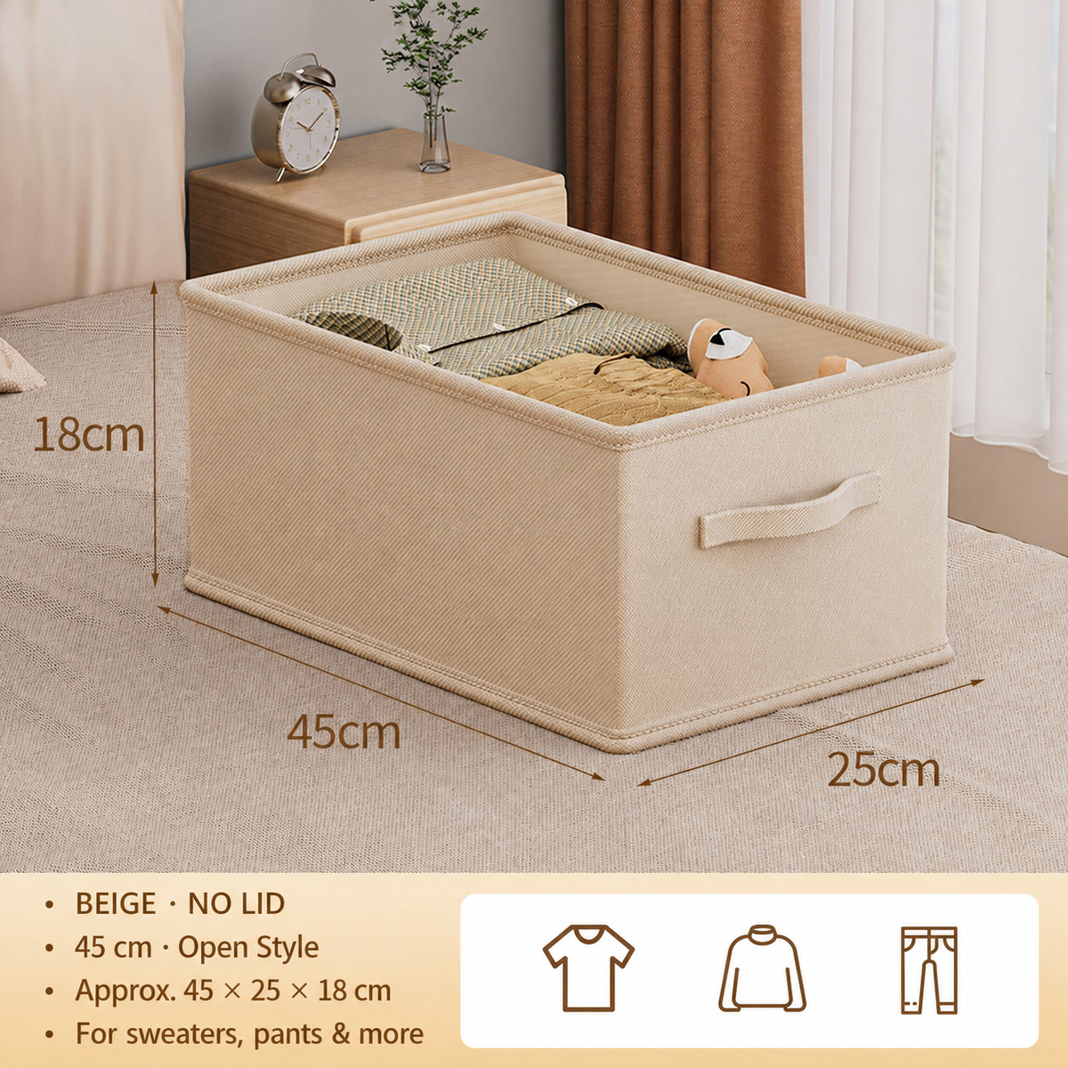 Foldable Multi-Compartment Clothing Organizer with Handle