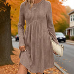 Women’s Ribbed Knit A-Line Dress with Pockets