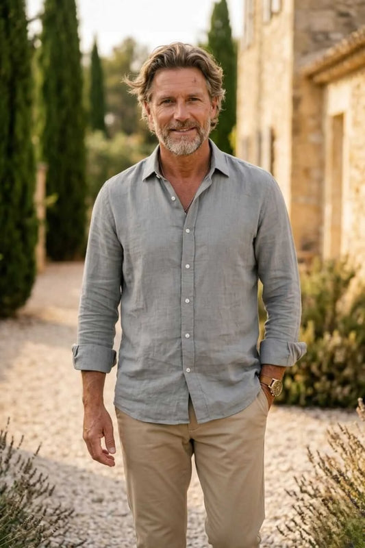Men’s Textured Long Sleeve Button-Up Shirt