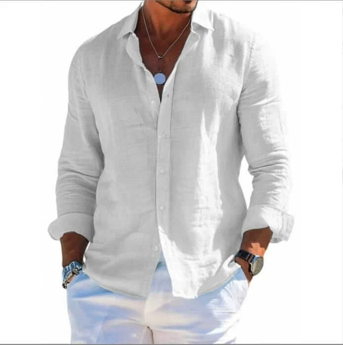 Men’s Textured Long Sleeve Button-Up Shirt