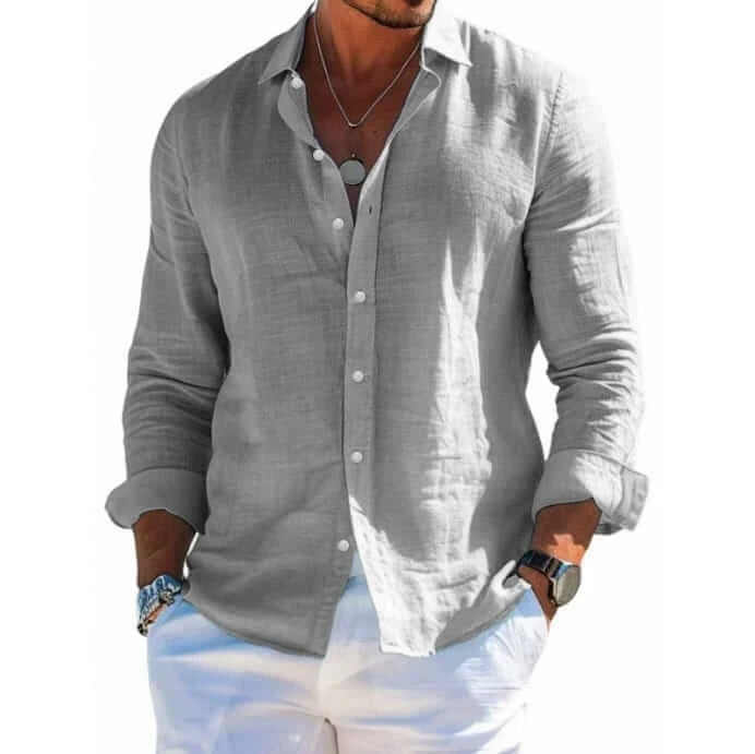 Men’s Textured Long Sleeve Button-Up Shirt