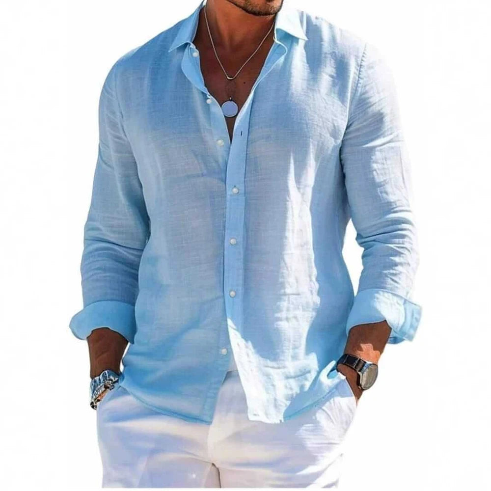 Men’s Textured Long Sleeve Button-Up Shirt