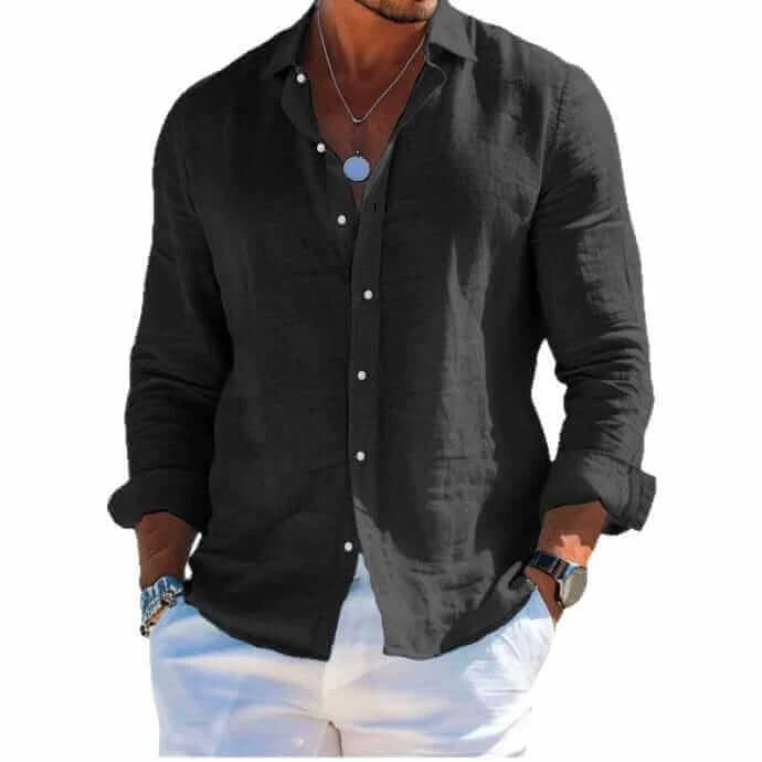 Men’s Textured Long Sleeve Button-Up Shirt