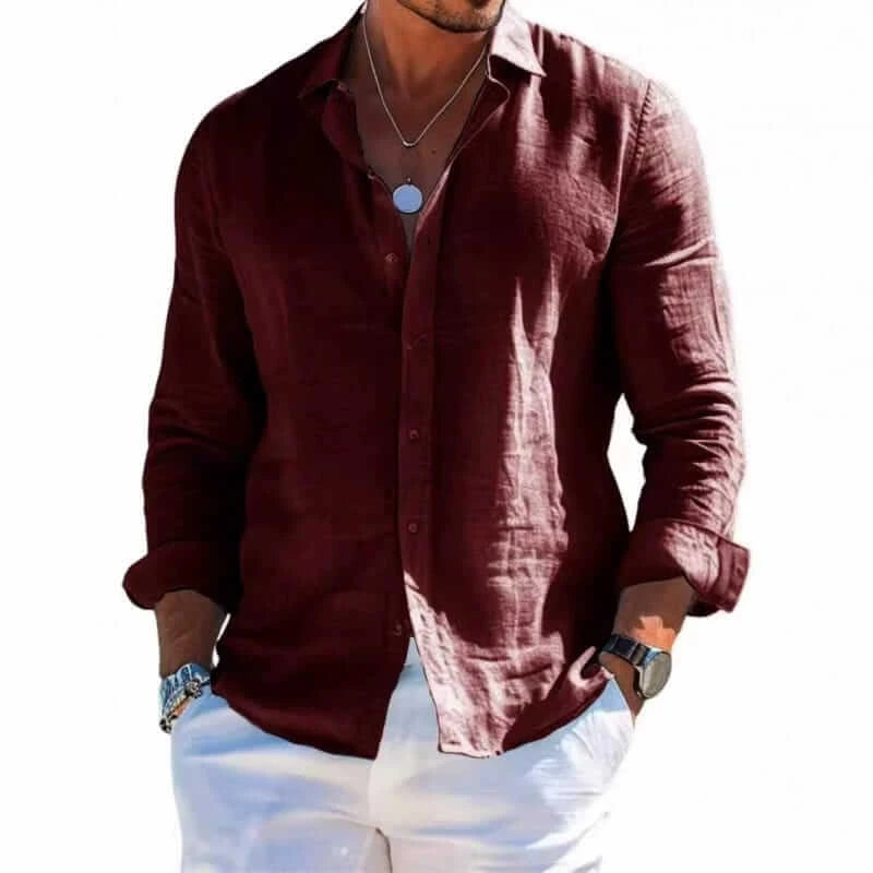 Men’s Textured Long Sleeve Button-Up Shirt