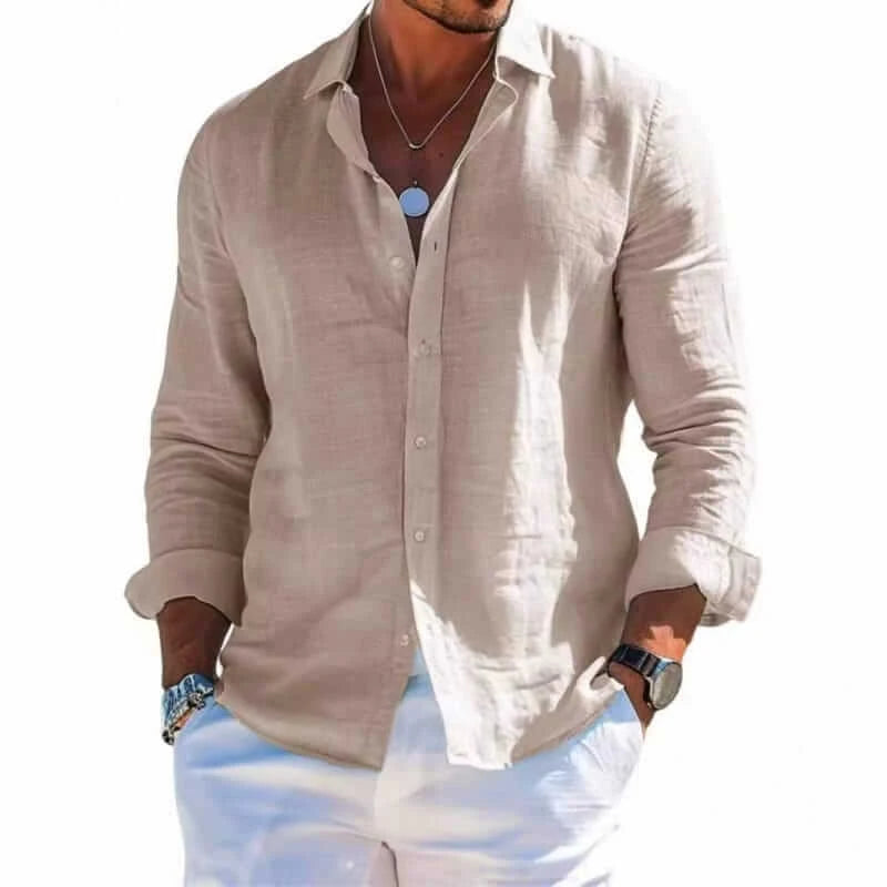 Men’s Textured Long Sleeve Button-Up Shirt