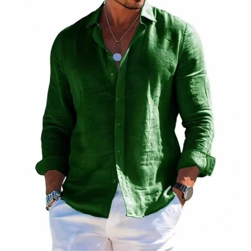 Men’s Textured Long Sleeve Button-Up Shirt