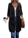 Women's Longline Fleece-Lined Zip-Up Hoodie with Pockets