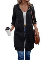 Women's Longline Fleece-Lined Zip-Up Hoodie with Pockets