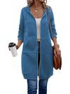 Women's Longline Fleece-Lined Zip-Up Hoodie with Pockets