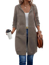 Women's Longline Fleece-Lined Zip-Up Hoodie with Pockets
