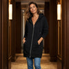 Women's Longline Fleece-Lined Zip-Up Hoodie with Pockets