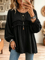Marlowe Textured Ruffle Babydoll Tunic Blouse
