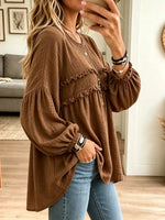Marlowe Textured Ruffle Babydoll Tunic Blouse