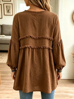 Marlowe Textured Ruffle Babydoll Tunic Blouse
