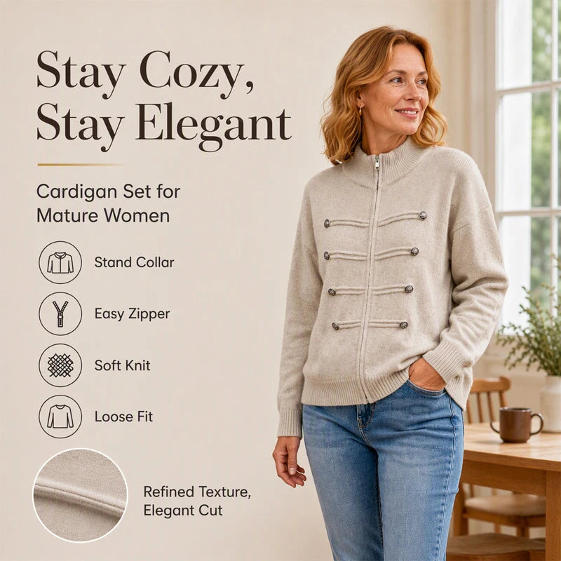 Women's Casual Double-Zip Knit Sweater Jacket