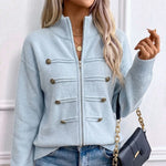 Women's Casual Double-Zip Knit Sweater Jacket