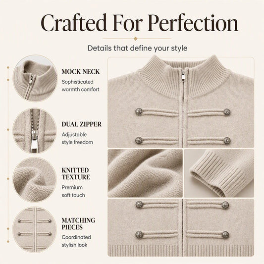 Women's Casual Double-Zip Knit Sweater Jacket