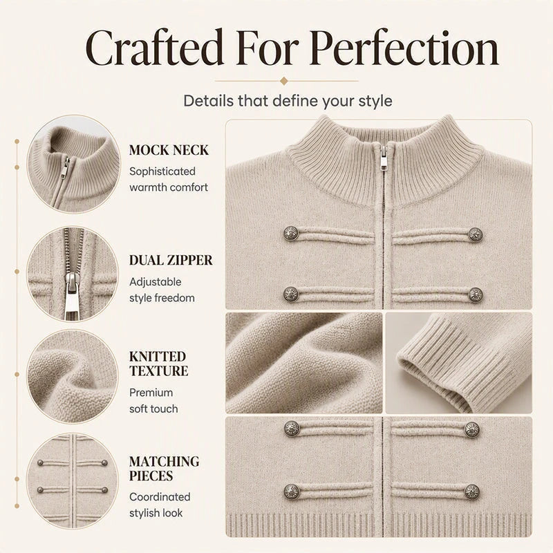 Women's Casual Double-Zip Knit Sweater Jacket
