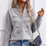 Women's Casual Double-Zip Knit Sweater Jacket