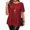 Women’s Pleated Short-Sleeve Blouse – Relaxed Fit