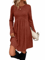 Women’s Ribbed Knit A-Line Dress with Pockets