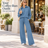 Women’s Half-Zip & Wide-Leg Two-Piece Set