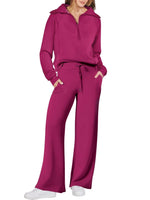 Women’s Half-Zip & Wide-Leg Two-Piece Set