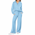 Women’s Half-Zip & Wide-Leg Two-Piece Set