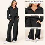 Women’s Half-Zip & Wide-Leg Two-Piece Set