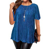 Women’s Pleated Short-Sleeve Blouse – Relaxed Fit