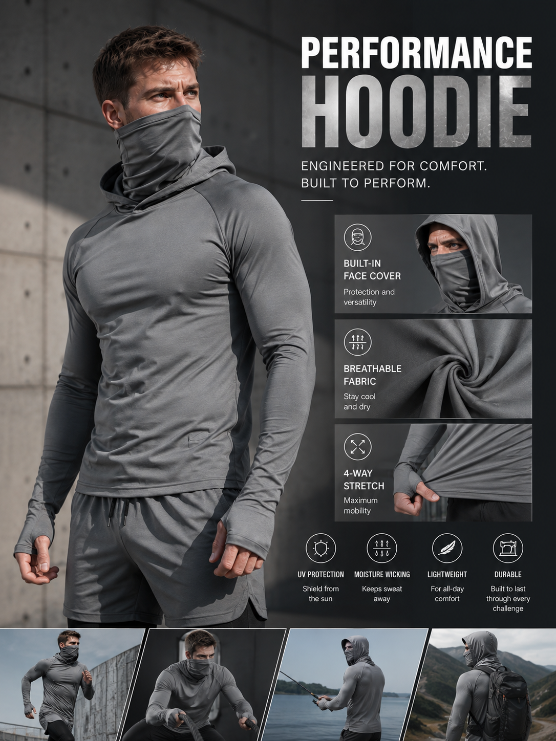 💥 Bulk Purchase Discount | Stretch Breathable Sports Hooded Long‑Sleeve Workout Top, Multi‑Pack Bargain🎉