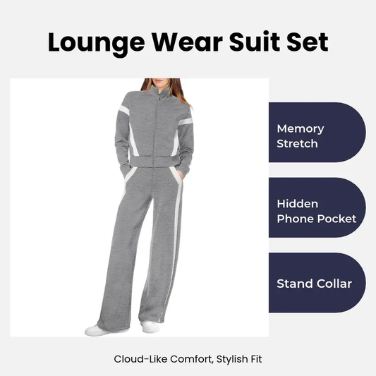 Women’s Colorblock Zip-Up Jacket & Wide-Leg Pants Two-Piece Set