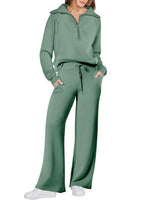 Women’s Half-Zip & Wide-Leg Two-Piece Set
