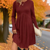Women’s Ribbed Knit A-Line Dress with Pockets