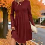 Women’s Ribbed Knit A-Line Dress with Pockets