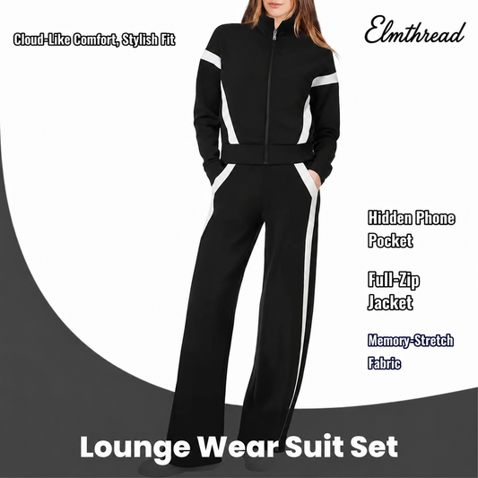 Women’s Colorblock Zip-Up Jacket & Wide-Leg Pants Two-Piece Set