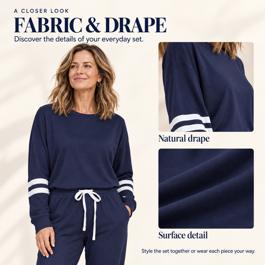 Women's Striped-Detail Two-Piece Lounge Set