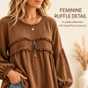 Marlowe Textured Ruffle Babydoll Tunic Blouse