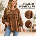 Marlowe Textured Ruffle Babydoll Tunic Blouse