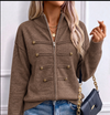 Women's Casual Double-Zip Knit Sweater Jacket