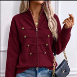 Women's Casual Double-Zip Knit Sweater Jacket