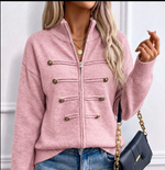 Women's Casual Double-Zip Knit Sweater Jacket