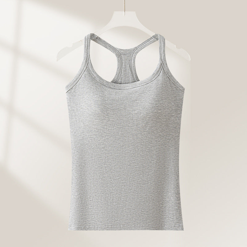 Women's Built-In Bra Tank Top – Classic & Lace-Back Styles with Optional Shorts Set