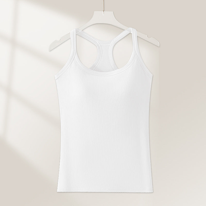Women's Built-In Bra Tank Top – Classic & Lace-Back Styles with Optional Shorts Set