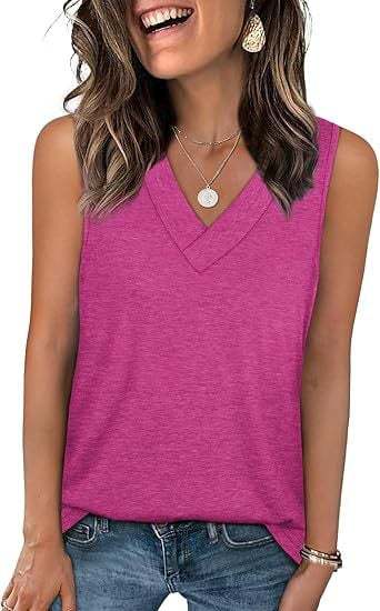Women’s Lightweight V-Neck Tank Top – Relaxed Fit Sleeveless Casual Top
