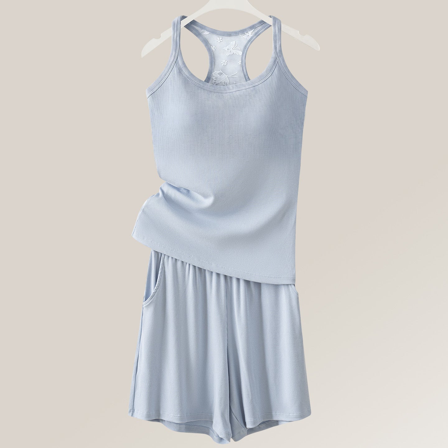 Women's Built-In Bra Tank Top – Classic & Lace-Back Styles with Optional Shorts Set